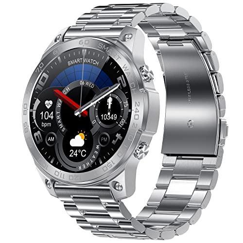 Fire-Boltt Dagger Luxe 1.43" Super AMOLED Display Luxury Smartwatch, Stainless Steel Build, 600 NITS Brightness with Single BT Bluetooth Connection, IP68, Dual Button Technology (Stainless Silver) - Triveni World