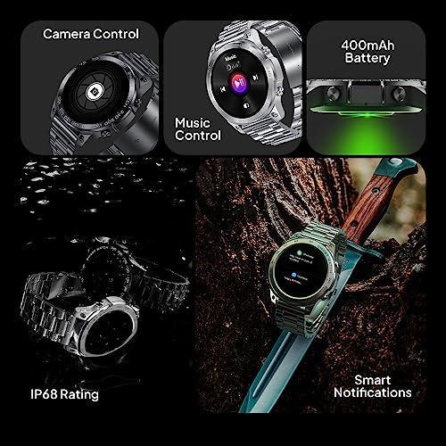 Fire-Boltt Dagger Luxe 1.43" Super AMOLED Display Luxury Smartwatch, Stainless Steel Build, 600 NITS Brightness with Single BT Bluetooth Connection, IP68, Dual Button Technology (Stainless Silver) - Triveni World