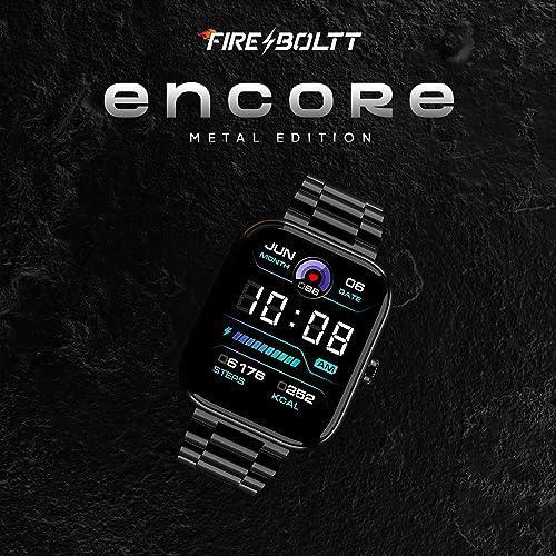 Fire-Boltt Encore Stainless Steel Smart Watch with 1.83” Full Touch Screen Display, 240 * 284 PPI, Bluetooth Calling, 10-Days Battery Life, IP67 Water Resistant, Upgraded Health Sensors (Black) - Triveni World