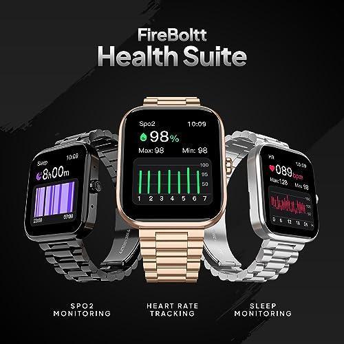 Fire-Boltt Encore Stainless Steel Smart Watch with 1.83” Full Touch Screen Display, 240 * 284 PPI, Bluetooth Calling, 10-Days Battery Life, IP67 Water Resistant, Upgraded Health Sensors (Black) - Triveni World