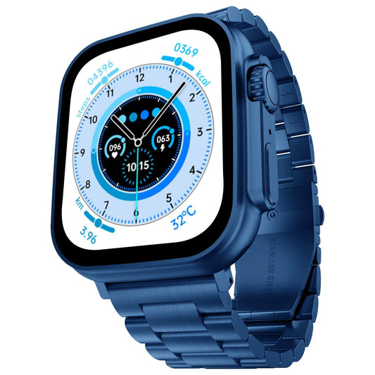 Fire-Boltt Gladiator 1.96" Biggest Display Luxury Stainless Steel Smart Watch with Bluetooth Calling, Voice Assistant &123 Sports Modes, 8 Unique UI Interactions, 24/7 Heart Rate Tracking (Blue) - Triveni World