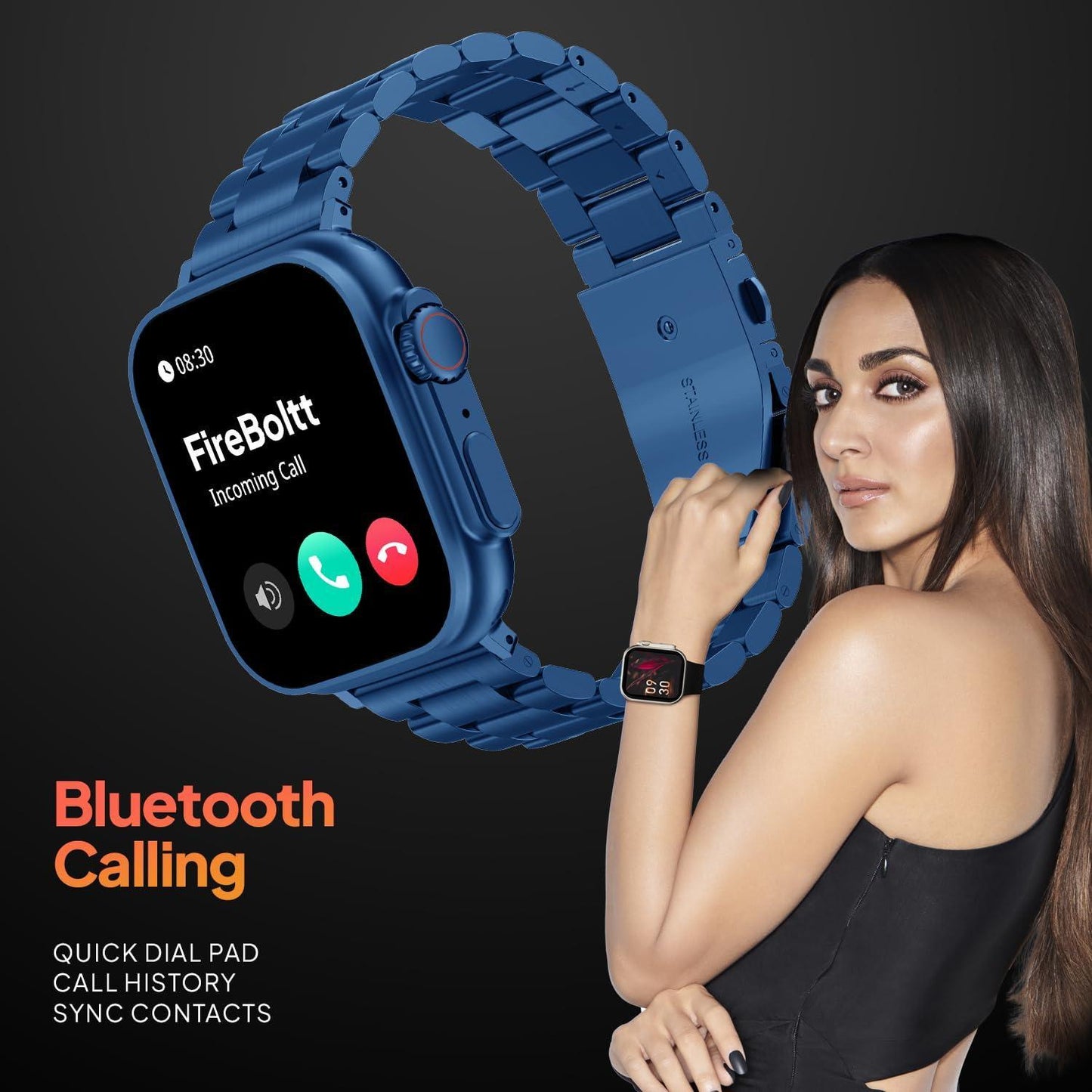 Fire-Boltt Gladiator 1.96" Biggest Display Luxury Stainless Steel Smart Watch with Bluetooth Calling, Voice Assistant &123 Sports Modes, 8 Unique UI Interactions, 24/7 Heart Rate Tracking (Blue) - Triveni World