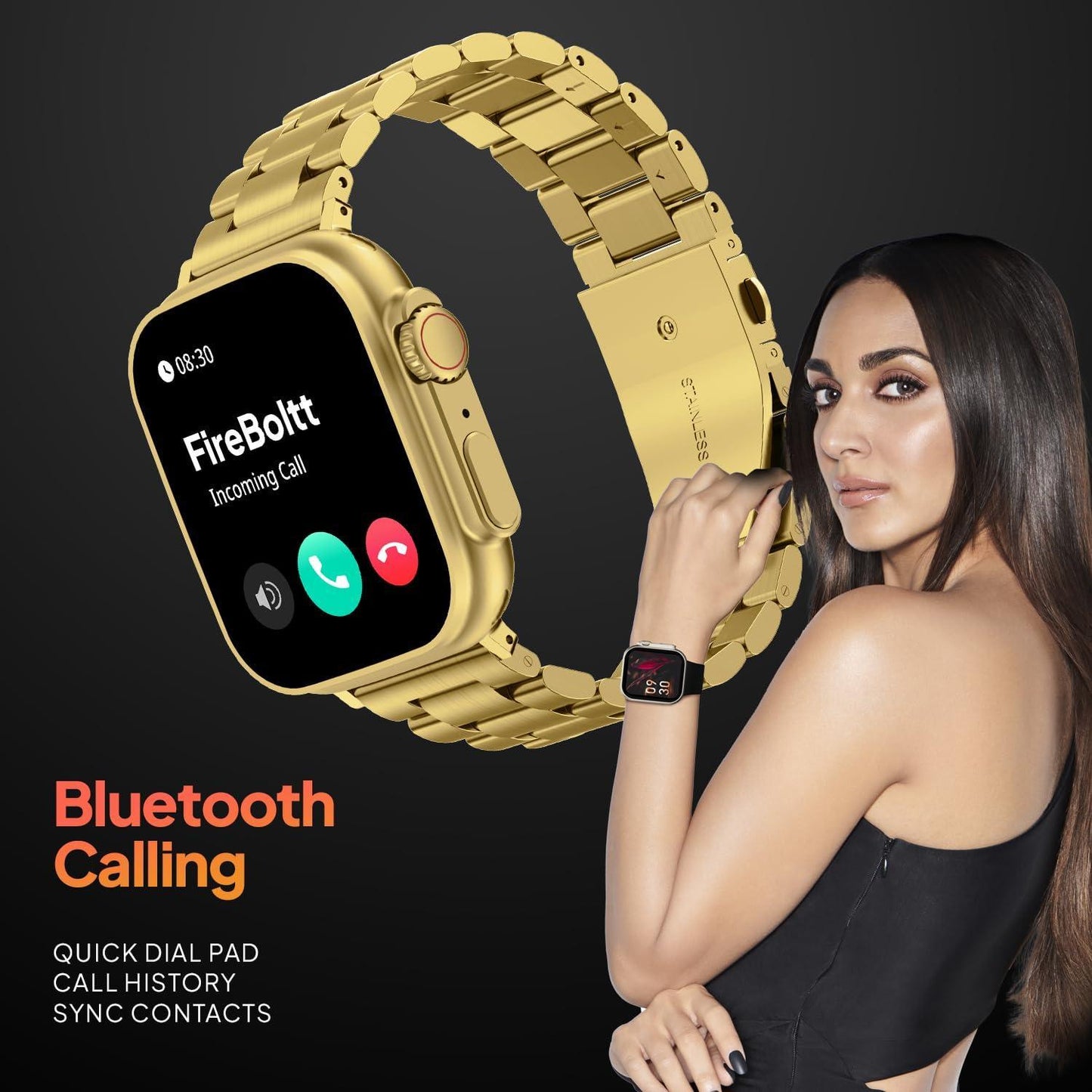 Fire-Boltt Gladiator 1.96" Biggest Display Luxury Stainless Steel Smart Watch with Bluetooth Calling, Voice Assistant &123 Sports Modes, 8 Unique UI Interactions, 24/7 Heart Rate Tracking (Gold) - Triveni World