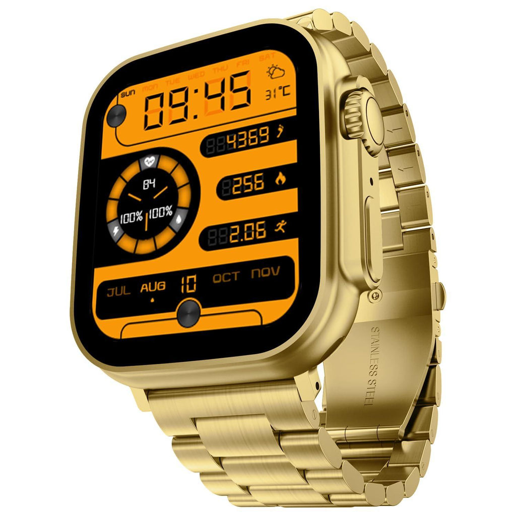 Fire-Boltt Gladiator 1.96" Biggest Display Luxury Stainless Steel Smart Watch with Bluetooth Calling, Voice Assistant &123 Sports Modes, 8 Unique UI Interactions, 24/7 Heart Rate Tracking (Gold) - Triveni World