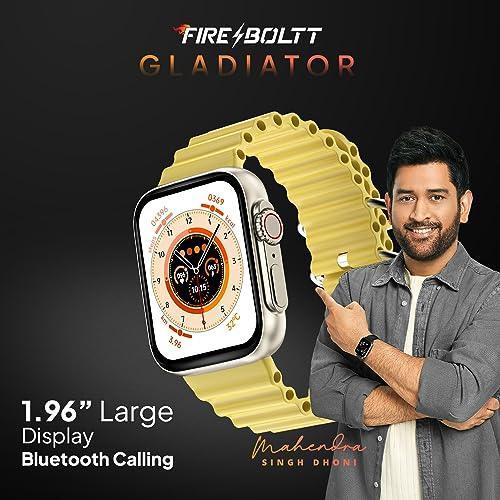 Fire-Boltt Gladiator 1.96" Biggest Display Smart Watch with Bluetooth Calling, Voice Assistant &123 Sports Modes, 8 Unique UI Interactions, SpO2, 24/7 Heart Rate Tracking (Yellow) - Triveni World