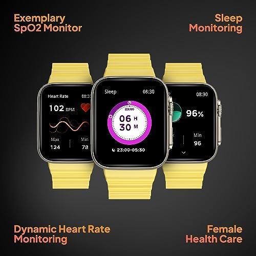 Fire-Boltt Gladiator 1.96" Biggest Display Smart Watch with Bluetooth Calling, Voice Assistant &123 Sports Modes, 8 Unique UI Interactions, SpO2, 24/7 Heart Rate Tracking (Yellow) - Triveni World