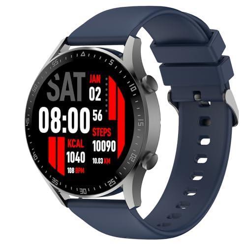 Fire-Boltt India's No 1 Smartwatch Brand Talk 2 Bluetooth Calling Smartwatch with Dual Button, Hands On Voice Assistance, 120 Sports Modes, in Built Mic & Speaker with IP68 Rating (Navy Blue) - Triveni World