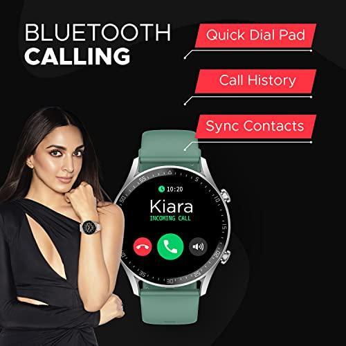 Fire-Boltt India's No 1 Smartwatch Brand Talk 2 Bluetooth Calling Smartwatch with Dual Button, Hands On Voice Assistance, 120 Sports Modes, in Built Mic & Speaker with IP68 Rating (Silver Green) - Triveni World