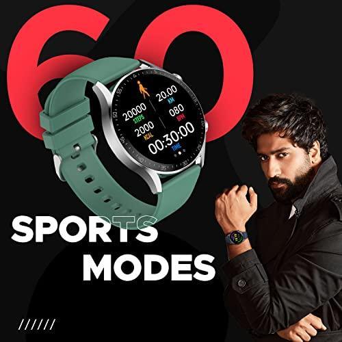 Fire-Boltt India's No 1 Smartwatch Brand Talk 2 Bluetooth Calling Smartwatch with Dual Button, Hands On Voice Assistance, 120 Sports Modes, in Built Mic & Speaker with IP68 Rating (Silver Green) - Triveni World