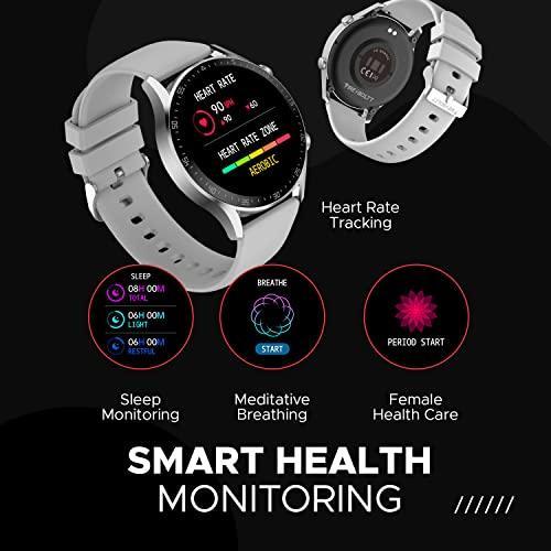 Fire-Boltt India's No 1 Smartwatch Brand Talk 2 Bluetooth Calling Smartwatch with Dual Button, Hands On Voice Assistance, 120 Sports Modes, in Built Mic & Speaker with IP68 Rating (Silver Grey) - Triveni World