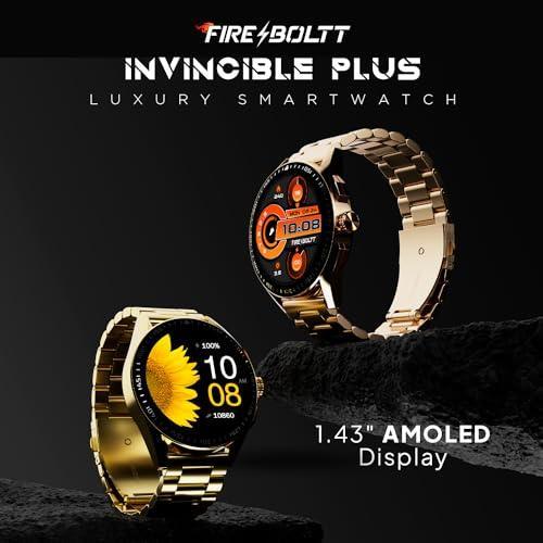 Fire-Boltt Invincible Plus 1.43" AMOLED Display Smartwatch with Bluetooth Calling, TWS Connection, 300+ Sports Modes, 110 in-Built Watch Faces, 4GB Storage & AI Voice Assistant (Gold SS) - Triveni World