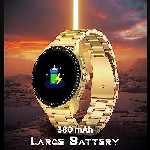 Fire-Boltt Invincible Plus 1.43" AMOLED Display Smartwatch with Bluetooth Calling, TWS Connection, 300+ Sports Modes, 110 in-Built Watch Faces, 4GB Storage & AI Voice Assistant (Gold SS) - Triveni World