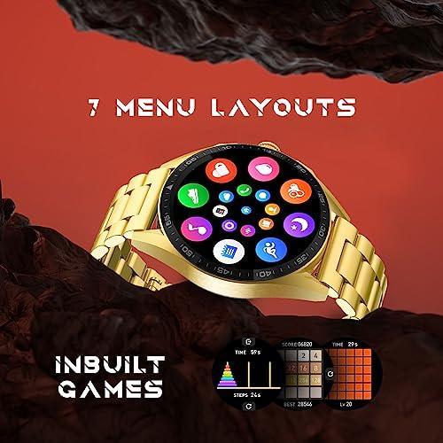 Fire-Boltt Invincible Plus 1.43" AMOLED Display Smartwatch with Bluetooth Calling, TWS Connection, 300+ Sports Modes, 110 in-Built Watch Faces, 4GB Storage & AI Voice Assistant (Gold SS) - Triveni World