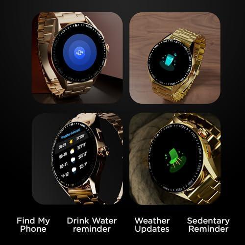 Fire-Boltt Invincible Plus 1.43" AMOLED Display Smartwatch with Bluetooth Calling, TWS Connection, 300+ Sports Modes, 110 in-Built Watch Faces, 4GB Storage & AI Voice Assistant (Gold SS) - Triveni World