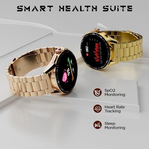 Fire-Boltt Invincible Plus 1.43" AMOLED Display Smartwatch with Bluetooth Calling, TWS Connection, 300+ Sports Modes, 110 in-Built Watch Faces, 4GB Storage & AI Voice Assistant (Gold SS) - Triveni World