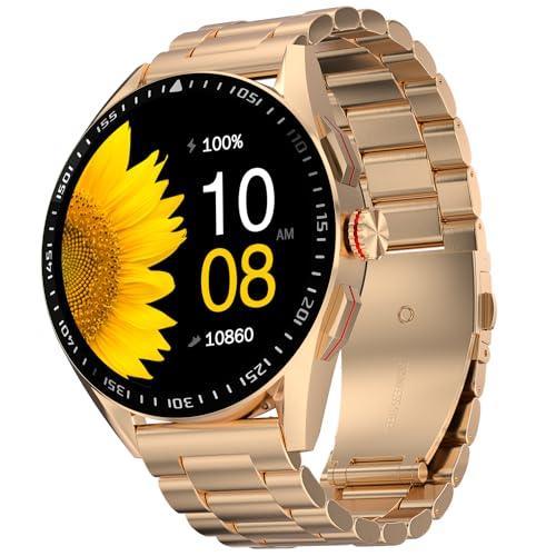 Fire-Boltt Invincible Plus 1.43" AMOLED Display Smartwatch with Bluetooth Calling, TWS Connection, 300+ Sports Modes, 110 in-Built Watch Faces, 4GB Storage & AI Voice Assistant (Rose Gold SS) - Triveni World