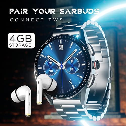 Fire-Boltt Invincible Plus 1.43" AMOLED Display Smartwatch with Bluetooth Calling, TWS Connection, 300+ Sports Modes, 110 in-Built Watch Faces, 4GB Storage & AI Voice Assistant (Silver SS) - Triveni World