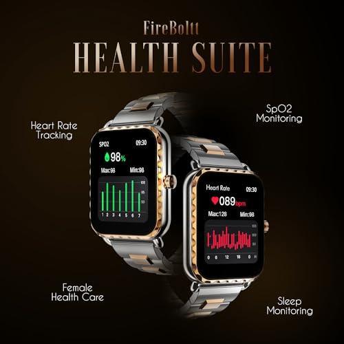 Fire-Boltt Jewel, Luxury Stainless Steel Smart Watch with a 1.85" Display Boasting 320x386 Resolution and 600 NITS Brightness, 60 HZ Refresh Rate, 120 Sports Modes, IP67 Rating (Rose Gold) - Triveni World