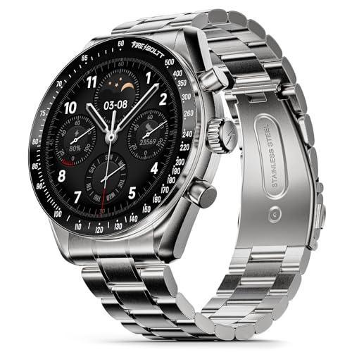 Fire-Boltt Moonwatch 36.3mm (1.43 inch) AMOLED Display, Wireless Charging, Metallic Frame, Stainless Steel Luxury Straps, Complete Health Suite, Bluetooth Calling, Sports Modes (Silver) - Triveni World