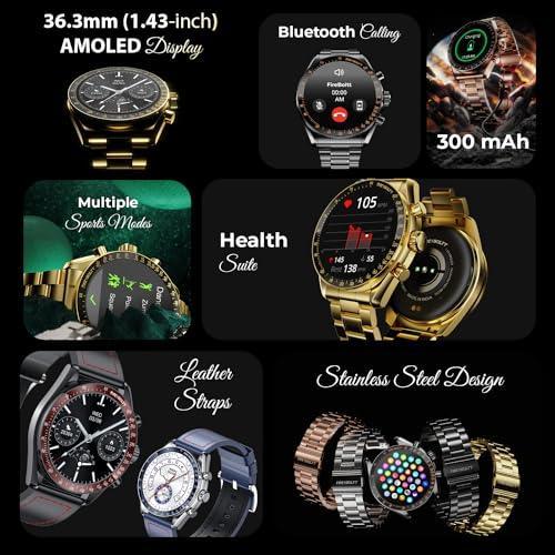 Fire-Boltt Moonwatch 36.3mm (1.43 inch) AMOLED Display, Wireless Charging, Metallic Frame, Stainless Steel Luxury Straps, Complete Health Suite, Bluetooth Calling, Sports Modes (Silver) - Triveni World