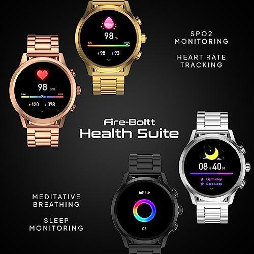 Fire-Boltt Newly Launched Infinity Luxe Vivid 1.6” HD Round Display, Stainless Steel Luxury Smartwatch 4GB Inbuilt Storage, Bluetooth Calling, TWS Connectivity, 100+ Watch Faces (Black) - Triveni World