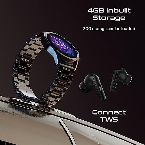 Fire-Boltt Newly Launched Infinity Luxe Vivid 1.6” HD Round Display, Stainless Steel Luxury Smartwatch 4GB Inbuilt Storage, Bluetooth Calling, TWS Connectivity, 100+ Watch Faces (Black) - Triveni World