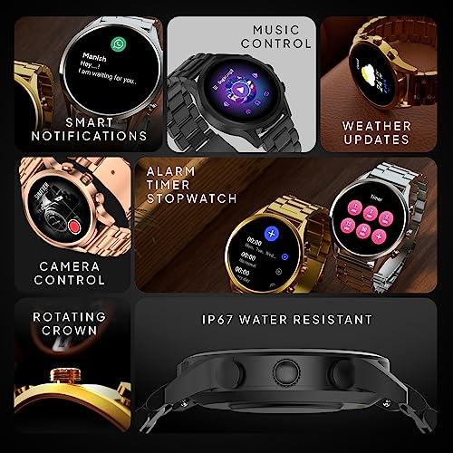 Fire-Boltt Newly Launched Infinity Luxe Vivid 1.6” HD Round Display, Stainless Steel Luxury Smartwatch 4GB Inbuilt Storage, Bluetooth Calling, TWS Connectivity, 100+ Watch Faces (Gold) - Triveni World