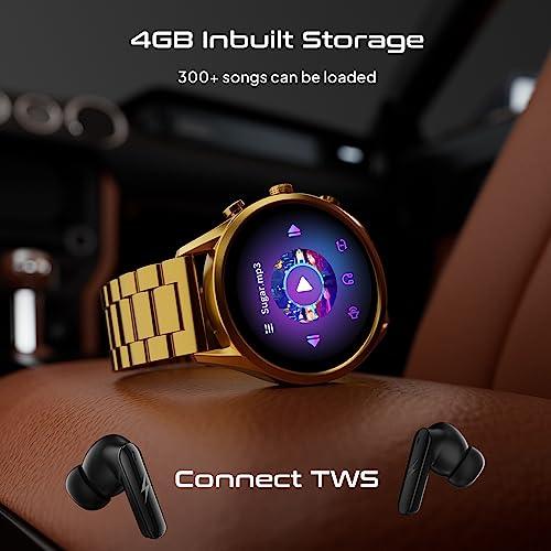 Fire-Boltt Newly Launched Infinity Luxe Vivid 1.6” HD Round Display, Stainless Steel Luxury Smartwatch 4GB Inbuilt Storage, Bluetooth Calling, TWS Connectivity, 100+ Watch Faces (Gold) - Triveni World