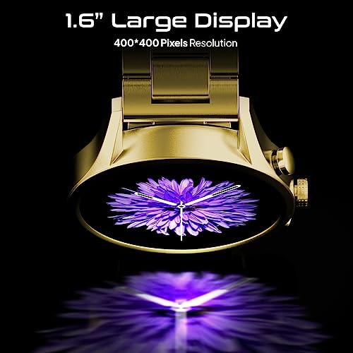 Fire-Boltt Newly Launched Infinity Luxe Vivid 1.6” HD Round Display, Stainless Steel Luxury Smartwatch 4GB Inbuilt Storage, Bluetooth Calling, TWS Connectivity, 100+ Watch Faces (Gold) - Triveni World