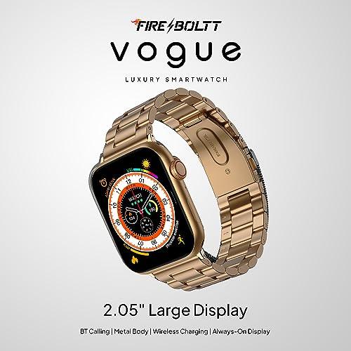 Fire-Boltt Newly Launched Vogue Large 2.05" Display Smart Watch, Always On Display, Wireless Charging, App Based GPS with Bluetooth Calling & 500+ Watch Faces (Chain Rose Gold) - Triveni World