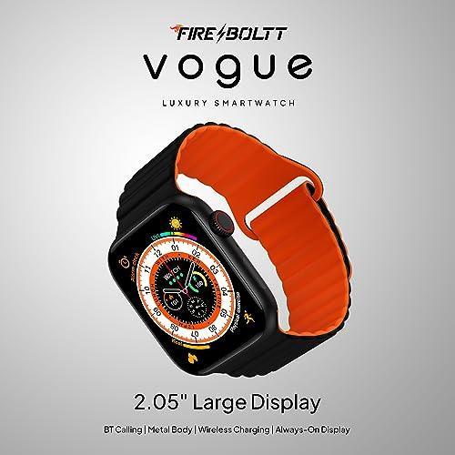 Fire-Boltt Newly Launched Vogue Large 2.05" Display Smart Watch, Always On Display, Wireless Charging, App Based GPS with Bluetooth Calling & 500+ Watch Faces (Charcoal Black) - Triveni World