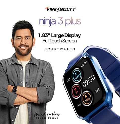 Fire-Boltt Ninja 3 Plus 1.83" Display Smartwatch Full Touch with 100+ Sports Modes with IP68, Sp02 Tracking, Over 100 Cloud Based Watch Faces (Blue) - Triveni World