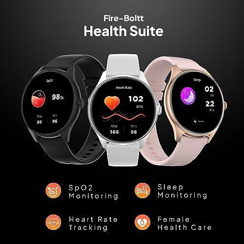 Fire-Boltt Phoenix AMOLED 1.43" Display Smart Watch, with 700 NITS Brightness, Stainless Steel Rotating Crown, Multipe Sports Modes & 360 Health (Black) - Triveni World