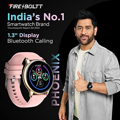 Fire-Boltt Phoenix Smart Watch with Bluetooth Calling 1.3",120+ Sports Modes, 240 * 240 PX High Res with SpO2, Heart Rate Monitoring & IP67 Rating (Gold Pink) - Triveni World