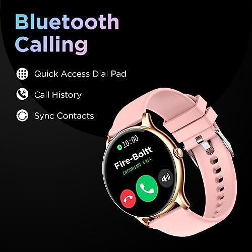 Fire-Boltt Phoenix Smart Watch with Bluetooth Calling 1.3",120+ Sports Modes, 240 * 240 PX High Res with SpO2, Heart Rate Monitoring & IP67 Rating (Gold Pink) - Triveni World