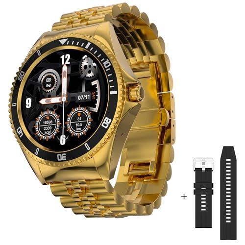 Fire-Boltt Quantum Luxury & Sporty Stainless Steel with Free Silicone Strap Smartwatch, 1.28" Bluetooth Calling, 2 Looks in 1 Watch, High Resolution of 240 * 240 Px & TWS Connection (Raven Gold) - Triveni World