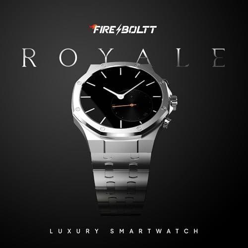 Fire-Boltt Royale Luxury Stainless Steel Smart Watch 1.43” AMOLED Display, Always On Display, 750 NITS Peak Brightness 466 * 466 px Resolution. Bluetooth Calling, IP67, 75Hz Refresh Rate (Silver) - Triveni World