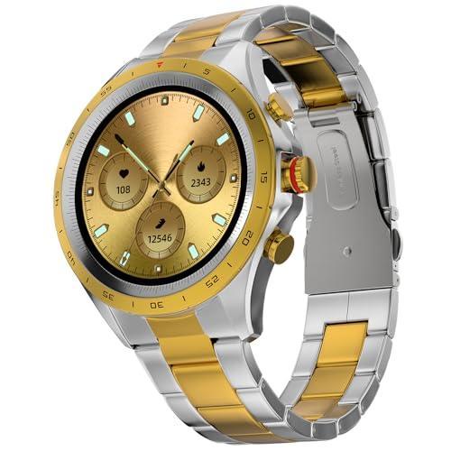 Fire-Boltt Solace Luxury Stainless Steel Smart Watch, 1.32" (33.5mm) Display 360 * 360 px high Resolution with 60Hz Refresh Rate, Bluetooth Calling & 360 Health Monitoring (Gold Silver) - Triveni World