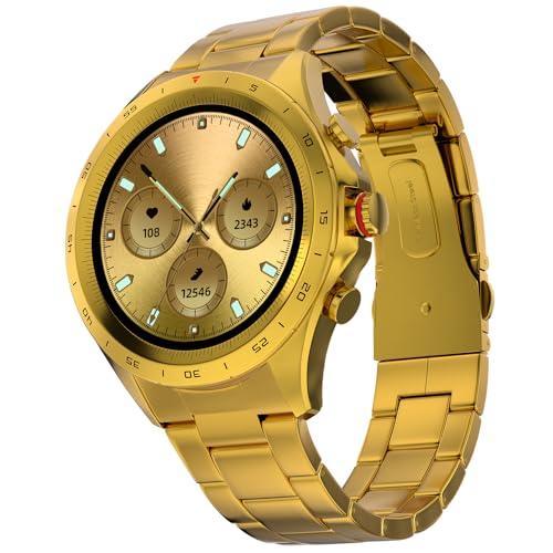 Fire-Boltt Solace Luxury Stainless Steel Smart Watch, 1.32" (33.5mm) Display 360 * 360 px high Resolution with 60Hz Refresh Rate, Bluetooth Calling & 360 Health Monitoring (Gold) - Triveni World