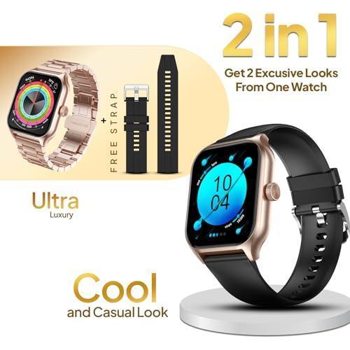 Fire-Boltt Solaris Stainless Steel Smartwatch with Free Silicone Strap, 1.78” AMOLED Always-on Display with 368 * 448 px Resolution, 123 Sports Mode, 2 Watches in 1 Smartwatch (Pink) - Triveni World