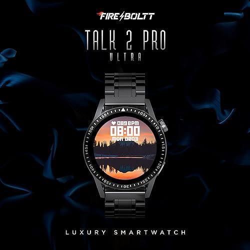 Fire-Boltt Talk 2 Pro Ultra 1.39" Round Display Stainless Steel Luxury Smart Watch, Bluetooth Calling & 360 Health Monitoring, 123 Sports Modes, Inbuilt Voice Assistant (Black) - Triveni World