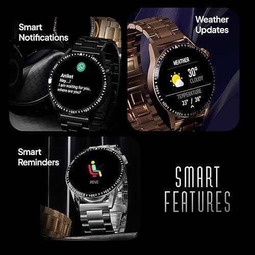 Fire-Boltt Talk 2 Pro Ultra 1.39" Round Display Stainless Steel Luxury Smart Watch, Bluetooth Calling & 360 Health Monitoring, 123 Sports Modes, Inbuilt Voice Assistant (Black) - Triveni World