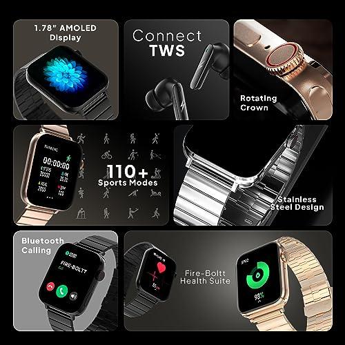 Fire-Boltt Visionary Ultra 1.78" AMOLED, Stainless Steel Luxury Smart Watch, Bluetooth Calling with Rotating Crown, 100+ Sports Mode, TWS Connection (Gold) - Triveni World