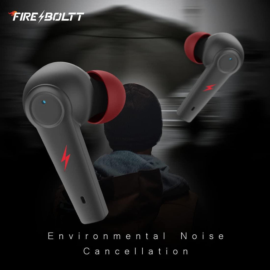 Fireboltt Fire Pods Vega 811 TWS earbuds with captivating RGB lights, Bluetooth 5.3, Gaming Mode, Quad Mic ENC, and voice assistance (Black Red) - Triveni World