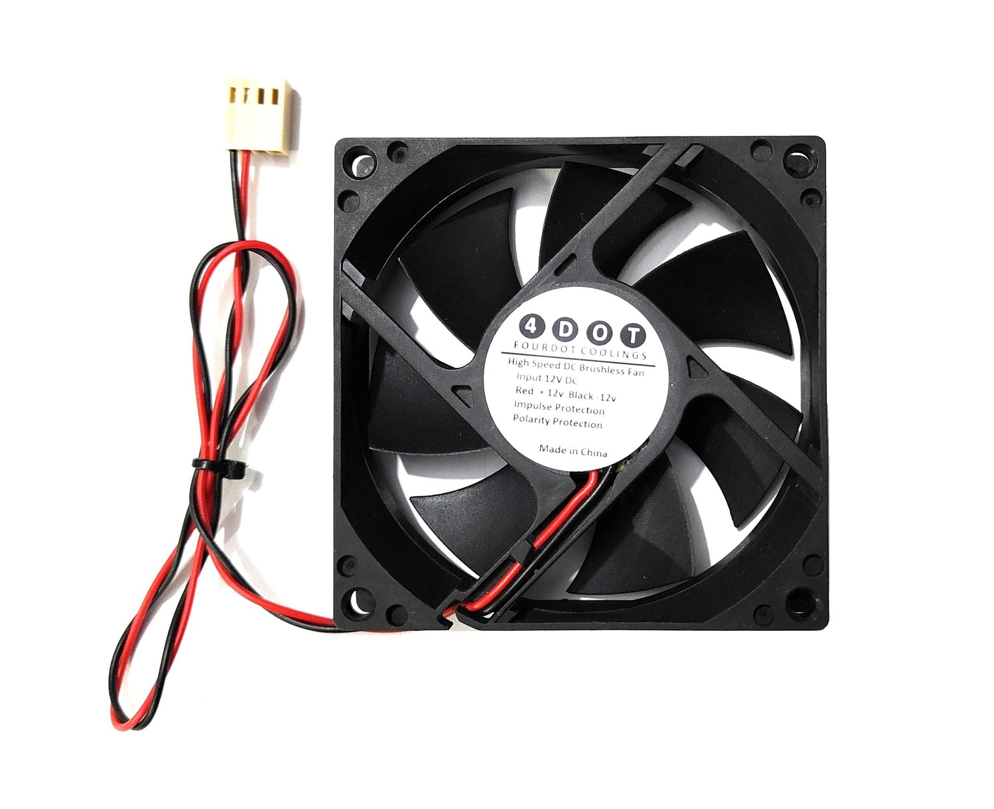 Fourdot 80mm fan for computer cooling with motherboard connector model 8025 - Triveni World