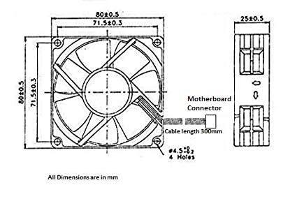 Fourdot 80mm fan for computer cooling with motherboard connector model 8025 - Triveni World