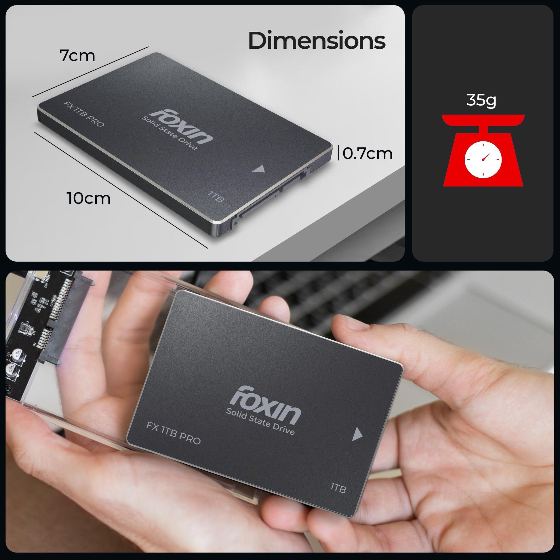 Foxin 1TB PRO SSD | Hard Disk with 3D NAND Technology & 2.5 Inch SATA III 6GB/S Speed with 5 Years Limited Warranty - Triveni World