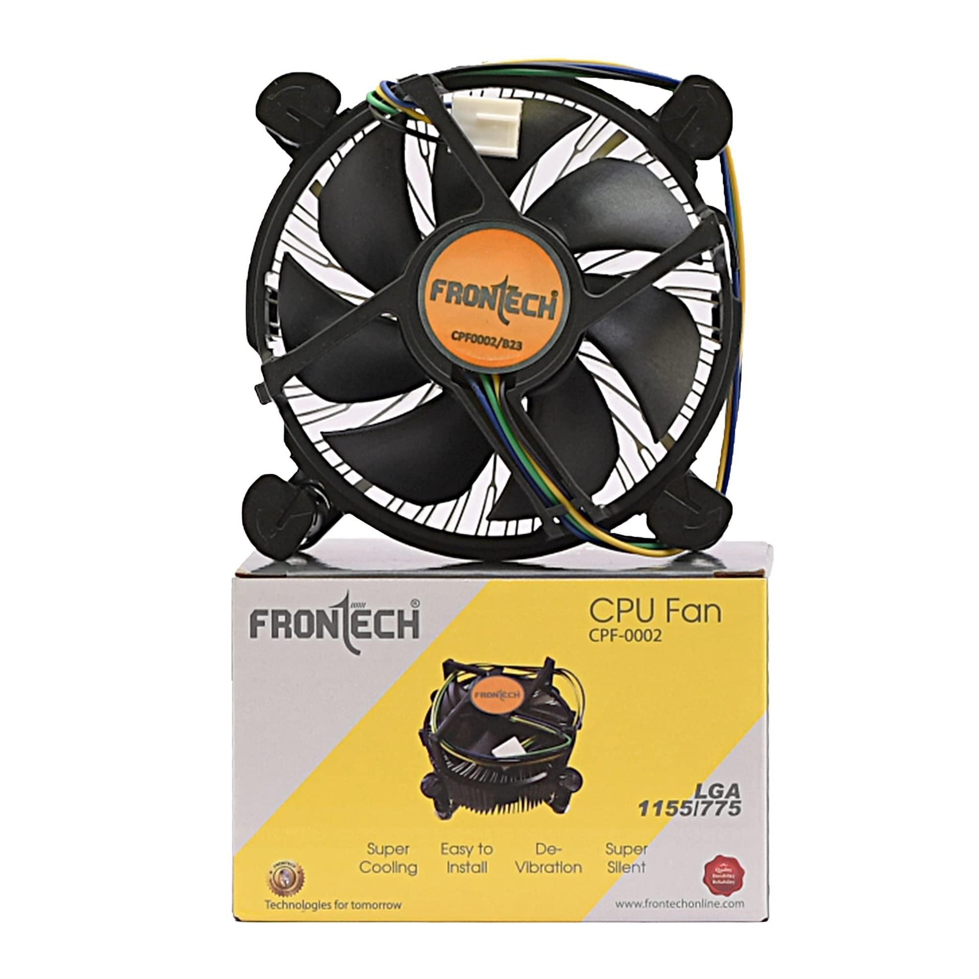 FRONTECH 775/1155 CPU Cooling Fan with Universal Socket & Heat Sink for Better Air Circulation, Super Silent, De-Vibrating, HS Sunflower Design, (CPF-0002, Black) - Triveni World