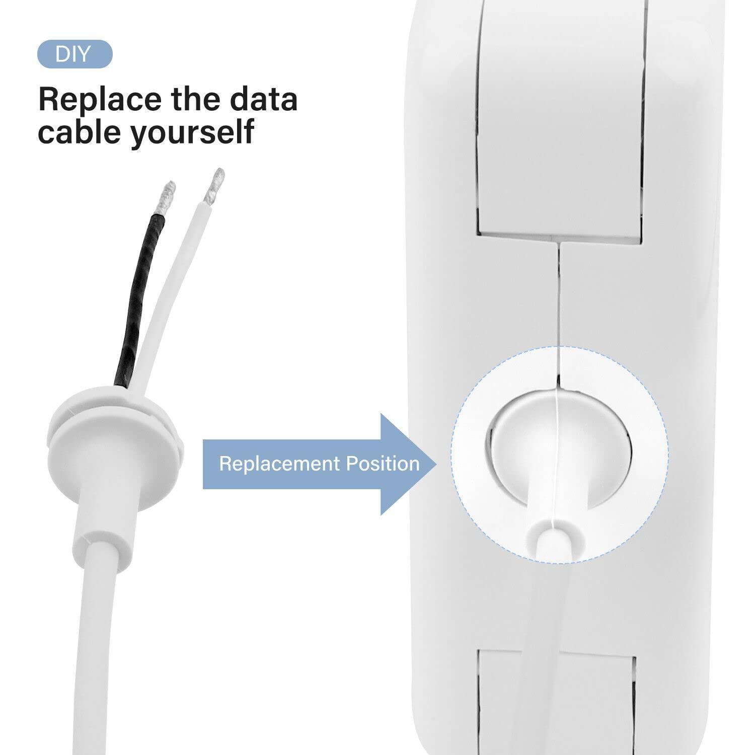 FUGEN T-Shape DC Cable Cord for MacBook Pro, Air, Retina Laptops MG2 45W, 60W, 65W, 85W Adapter Charger - White - Triveni World