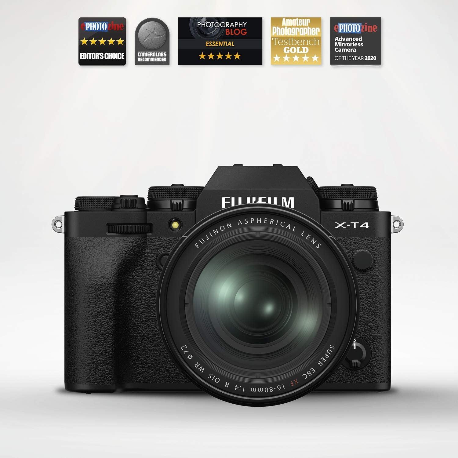 Fujifilm X-T4 26 MP Mirrorless Camera Body with XF16-80mm Lens (X-Trans CMOS4 Sensor, EVF, Face/Eye AF, IBIS, LCD Touchscreen, 4K/60P & FHD/240P Video, Film Simulations, Weather Resistance) - Black - Triveni World